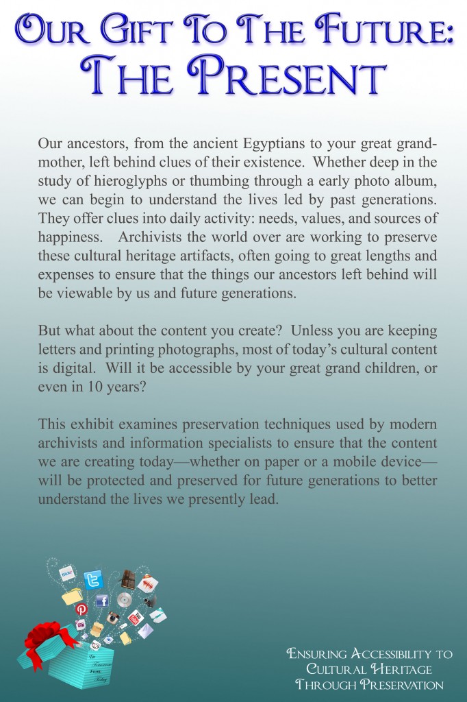 Our Gift to the Future Exhibit Introduction Poster